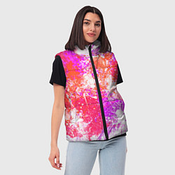 Женский жилет Разбрызганная красная краска - светлый фон, цвет: 3D-красный — фото 2