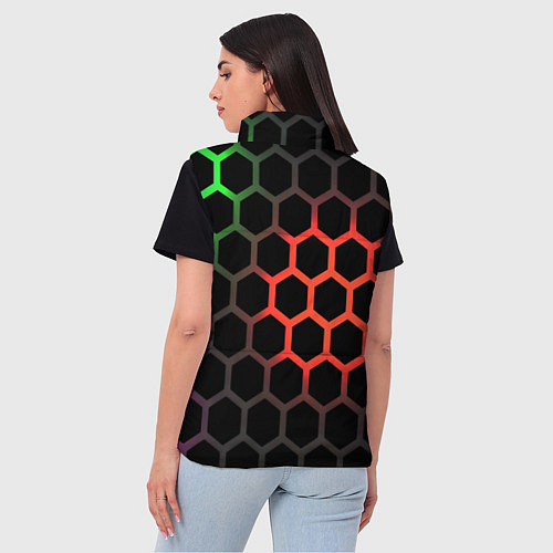 Женский жилет Gradient hexagon genshin / 3D-Черный – фото 4