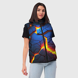 Женский жилет Яркая неоновая лава, разломы, цвет: 3D-красный — фото 2