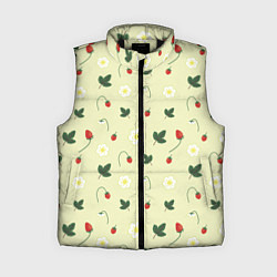 Женский жилет Узор из веточек и листиков земляники, цвет: 3D-черный