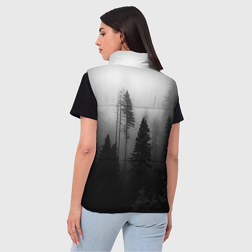 Женский жилет Красивый лес и туман / 3D-Черный – фото 4