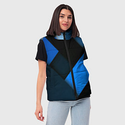 Женский жилет Геометрия синие полосы, цвет: 3D-красный — фото 2