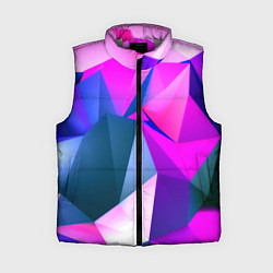 Женский жилет Neon blue polygons, цвет: 3D-светло-серый