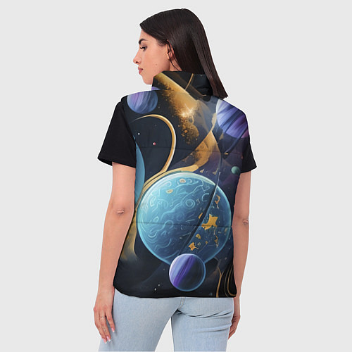 Женский жилет Планеты во вселенной / 3D-Светло-серый – фото 4