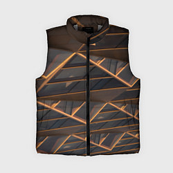 Женский жилет Объёмные оранжевые линии и серые фигуры, цвет: 3D-светло-серый