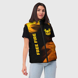 Женский жилет Free Fire - gold gradient: надпись, символ, цвет: 3D-черный — фото 2