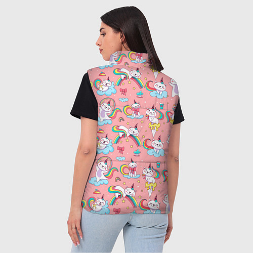 Женский жилет Кошка единорог / 3D-Светло-серый – фото 4