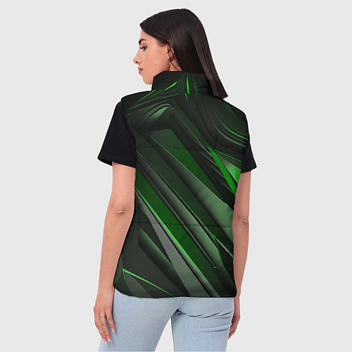 Женский жилет Green black abstract / 3D-Черный – фото 4