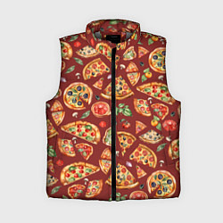 Женский жилет Кусочки пиццы ассорти - акварельный паттерн