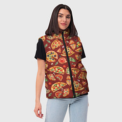 Женский жилет Кусочки пиццы ассорти - акварельный паттерн, цвет: 3D-светло-серый — фото 2
