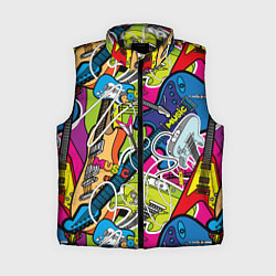 Женский жилет Guitars - pop art pattern, цвет: 3D-черный