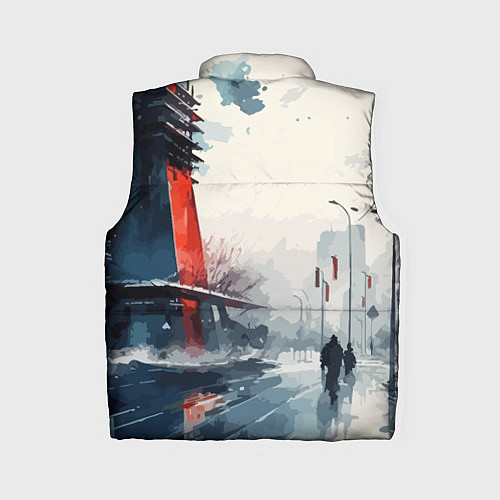 Женский жилет Наш город - коллекция Бело-сине-красный - Хуф и Ся / 3D-Светло-серый – фото 2