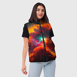 Женский жилет Небула в космосе в оранжевых тонах - нейронная сет, цвет: 3D-светло-серый — фото 2