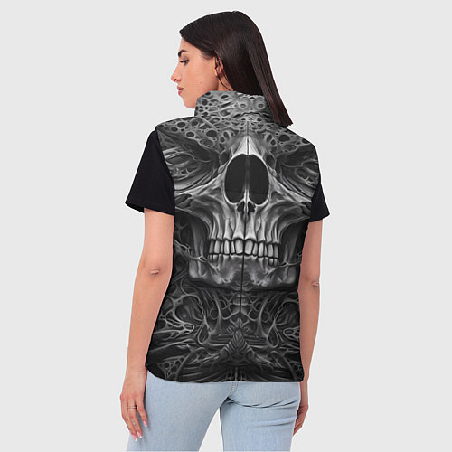Женский жилет Череп в стиле Гигера / 3D-Светло-серый – фото 4