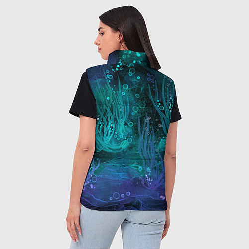 Женский жилет Абстракция: неоновые огни подводного мира / 3D-Черный – фото 4