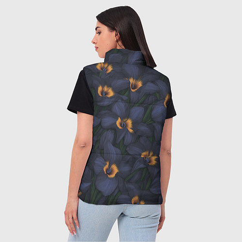 Женский жилет Темно-синие цветы / 3D-Черный – фото 4