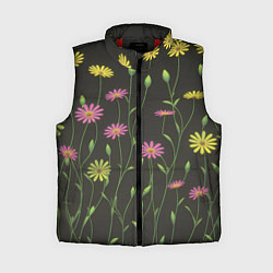 Женский жилет Полевые цветочки на темном фоне, цвет: 3D-красный