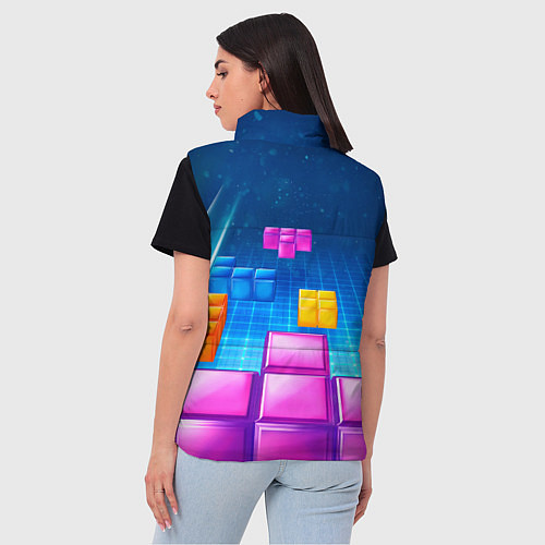 Женский жилет Падающие сверху блоки тетриса / 3D-Красный – фото 4