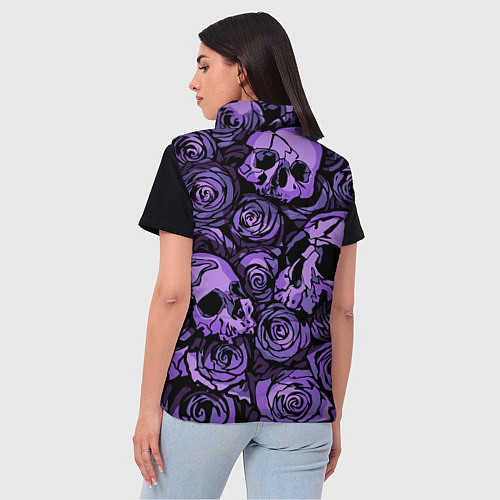 Женский жилет Узор Розы и Черепа / 3D-Красный – фото 4