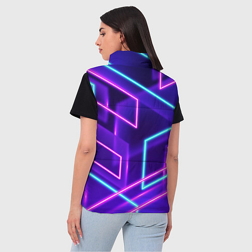 Женский жилет Светящиеся разноцветные полосы / 3D-Черный – фото 4