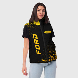 Женский жилет Ford - gold gradient: надпись, символ, цвет: 3D-черный — фото 2