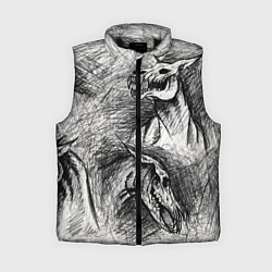 Женский жилет Черепа лошадей - эскиз, цвет: 3D-черный