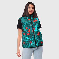 Женский жилет Мозаика бирюзовый, цвет: 3D-светло-серый — фото 2