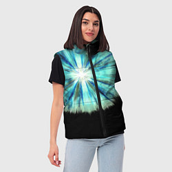 Женский жилет Тай-дай бирюзовый круг, цвет: 3D-черный — фото 2