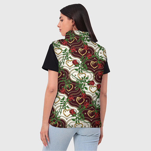 Женский жилет Романтика - сердечки и розы / 3D-Светло-серый – фото 4