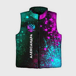 Женский жилет Александра и неоновый герб России: по-вертикали, цвет: 3D-черный