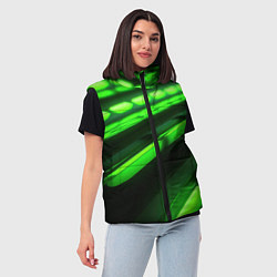 Женский жилет Green neon abstract, цвет: 3D-красный — фото 2