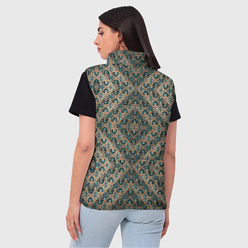 Женский жилет Зелено-золотые ромбы / 3D-Черный – фото 4