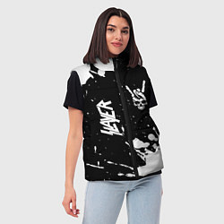 Женский жилет Slayer и рок символ на темном фоне, цвет: 3D-черный — фото 2