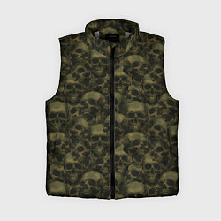 Женский жилет Страшный рисунок из черепов, цвет: 3D-светло-серый