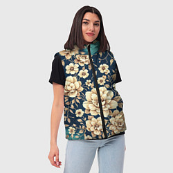 Женский жилет Золотые цветы узор, цвет: 3D-красный — фото 2