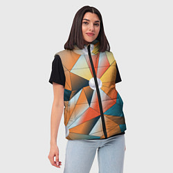 Женский жилет Жемчужина - градиент из полигональных треугольнико, цвет: 3D-светло-серый — фото 2