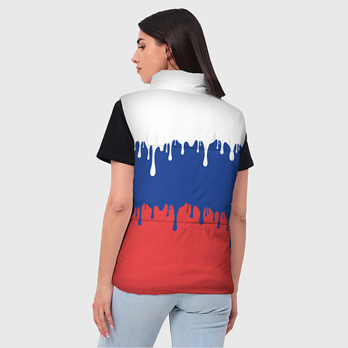 Женский жилет Флаг России - потёки / 3D-Черный – фото 4