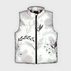Женский жилет Зайцы и растения паттерн, цвет: 3D-красный