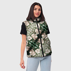 Женский жилет Нежные розовые цветочки, цвет: 3D-черный — фото 2
