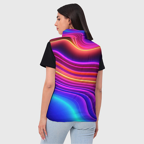 Женский жилет Яркие неоновые волны / 3D-Черный – фото 4