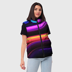 Женский жилет Неоновые трубы на черном фоне, цвет: 3D-красный — фото 2