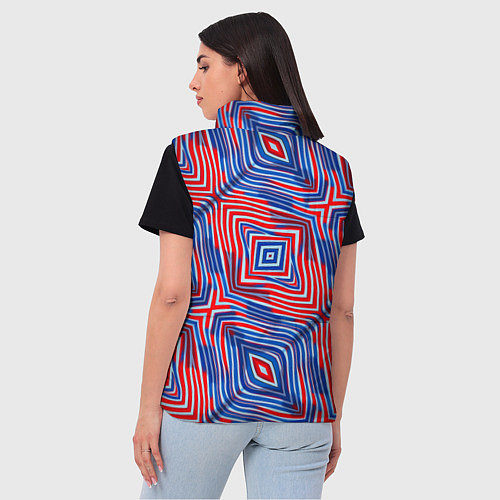 Женский жилет Красно-синие абстрактные полосы / 3D-Красный – фото 4