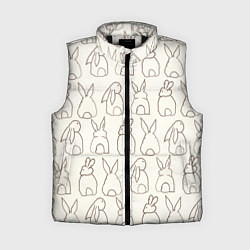 Женский жилет Хвостики зайчиков - паттерн на молочном, цвет: 3D-черный