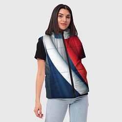 Женский жилет Белая синяя красная абстракция, цвет: 3D-черный — фото 2