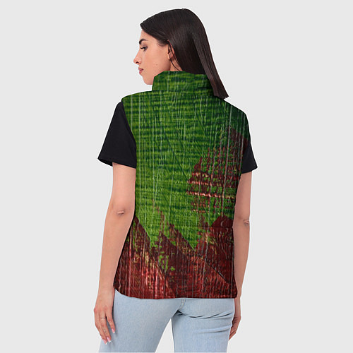 Женский жилет Зелёная и бордовая текстура / 3D-Черный – фото 4