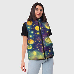 Женский жилет Космос, Луна и Солнце, цвет: 3D-черный — фото 2