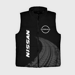 Женский жилет Nissan speed на темном фоне со следами шин: надпис, цвет: 3D-черный
