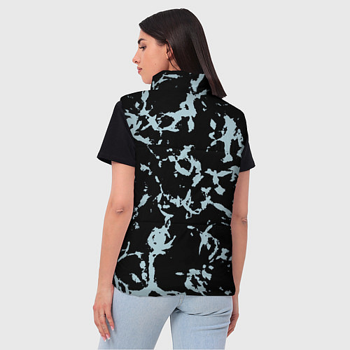 Женский жилет Абстракция черно-голубой / 3D-Черный – фото 4