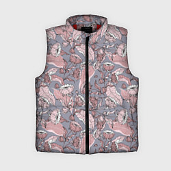 Женский жилет Нежный цветочный принт, листья, цвет: 3D-красный