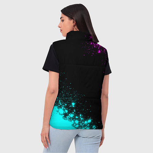 Женский жилет Надежда и неоновый герб России: надпись, символ / 3D-Черный – фото 4